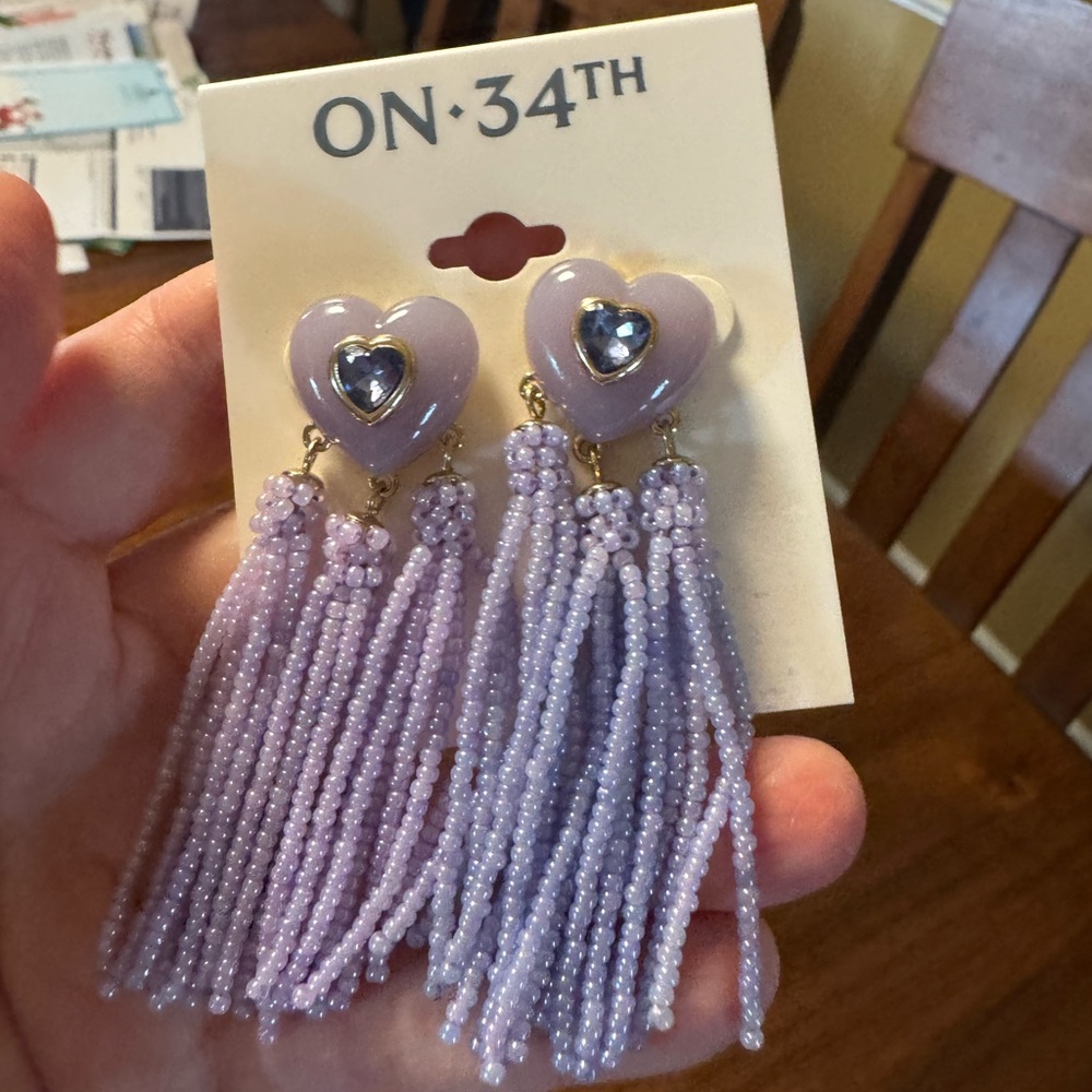 On-34th Purple Heart Tassel Earrings
